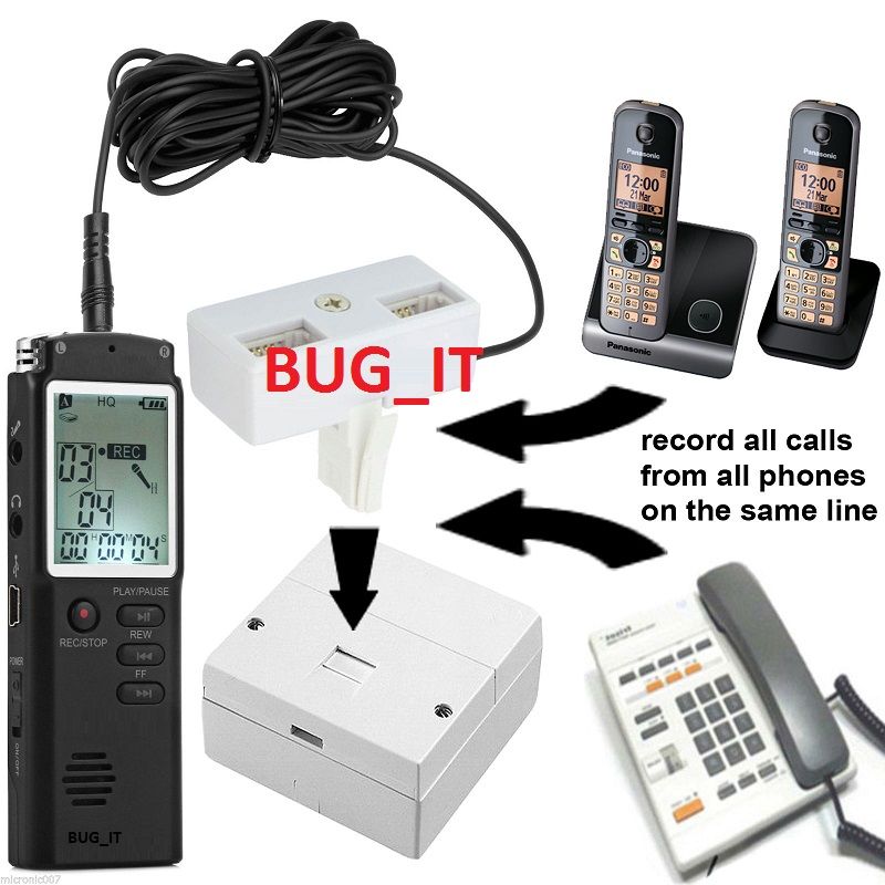 AUTOMATIC DIGITAL TELEPHONE VOICE RECORDER FOR LANDLINE CORDED CORDLESS