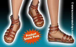 Nouveau Toys 1/6 Scale Feamle Brown Gladiator Leather Strap Sandal Shoes