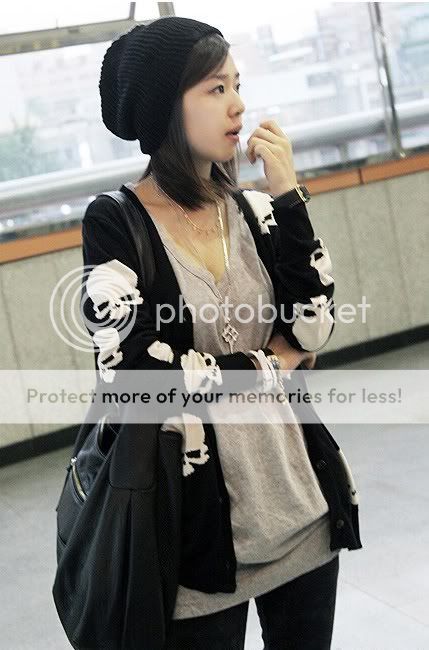 USD J25 Women Korean Nana Skull Heads Knitwear Sweater Coat Hoodie 