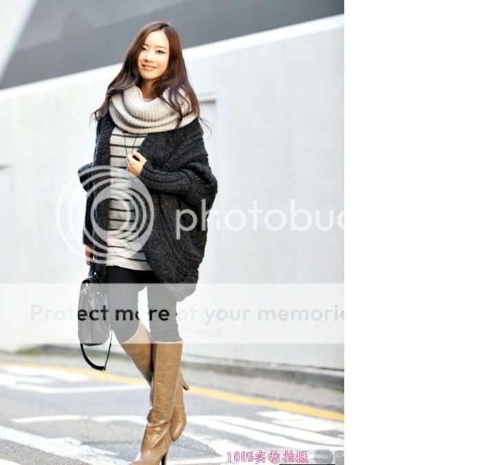   Bat Wing Sleeve Expansion Korea Fashion Long Knit Shawl Coat Sweater