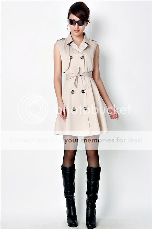 New Double Breasted Sleeveless Trench Coat  