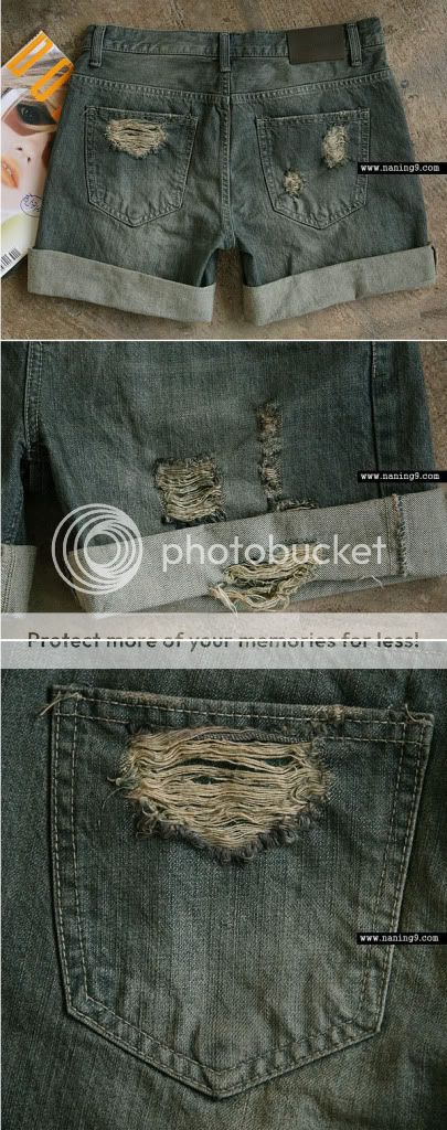 Korea NEW Vintage frayed hemming denim shorts hot jeans  