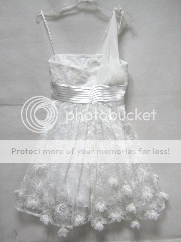 White One Shoulder Organza Floral Embroidered New Fashion Stylish Slim 