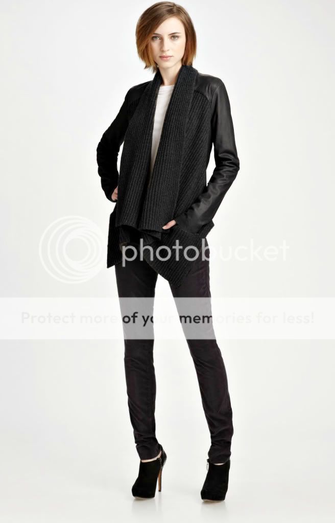 Black Sweater Leather Long Sleeve New Stylish Fashion Short Outerwear 