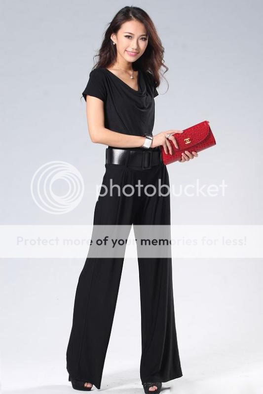 Short Sleeve Wrap Collar Overalls with Belt  