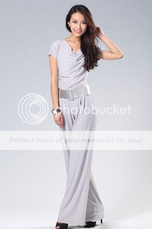 Short Sleeve Wrap Collar Overalls with Belt  