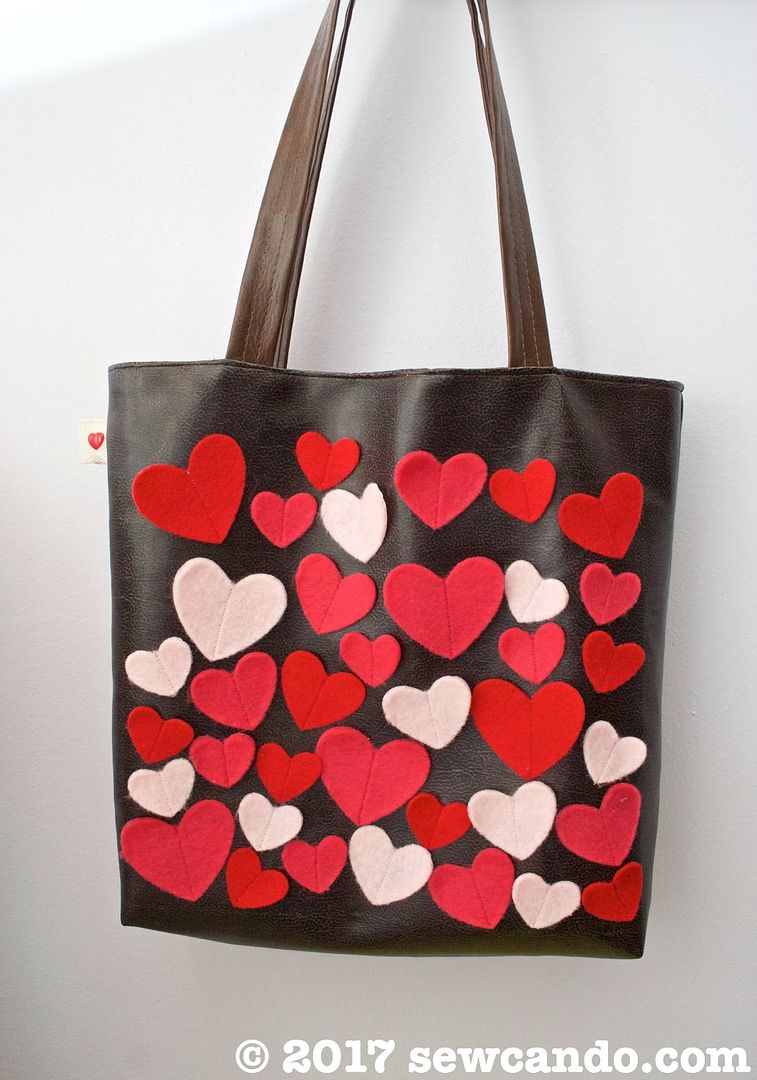 Sew Can Do: Hearts Aflutter Faux Leather Tote Bag Tutorial